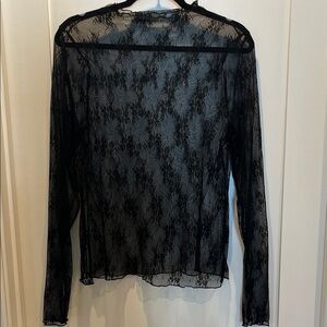wild fable Black Floral Lace Sheer Long Sleeve Top